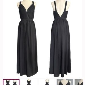 Fame and Partners Black Scalloped Maxi Dress